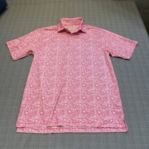 Donald Ross Performance Golf Polo Shirt Small Pink Floral Casual Fun